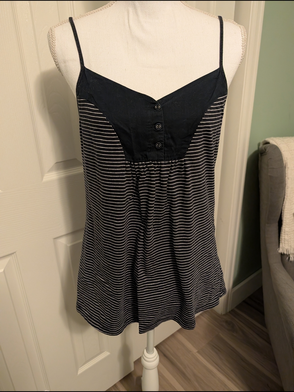 Banana Republic Navy and White Striped Spaghetti Strap Camisole